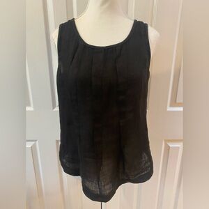 Inizio Black Linen Sleeveless Top Size S